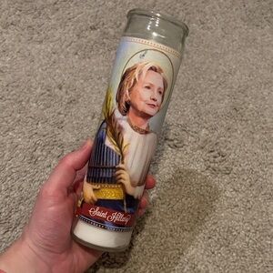 Saint Hillary Clinton Decorative Religious Glass Prayer Candle - Multicolor